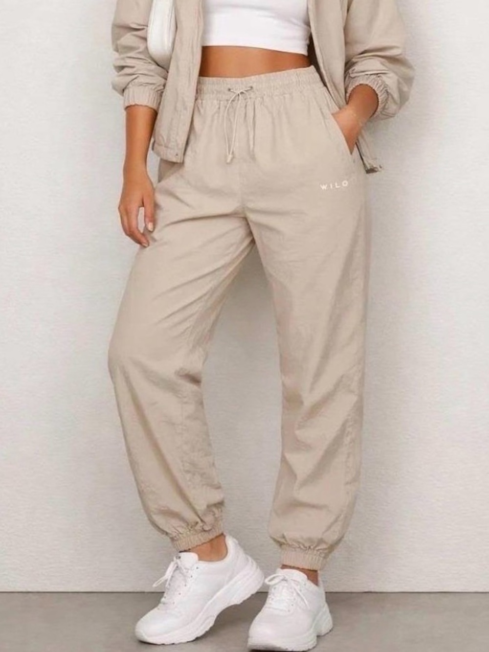 Anthropologie WILO The Label Parachute Jogger Track Pants Medium Clay Nylon EUC
